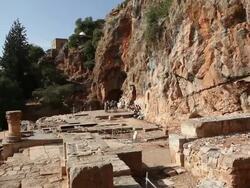 Paneas (Banias), view at the remnants of the Temple of Pan Stock Footage