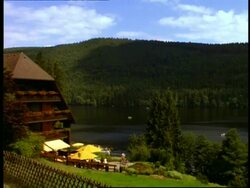 MS lake and chalet scenic, St Wolfgang, Germany Stock Footage