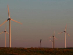 HD video Sunrise on wind farm Pawnee National Grasslands Colorado Stock Footage