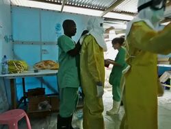 Ebola Case Management Facility ELWA 3 In Monrovia Stock Footage