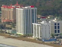 MS AERIAL Shot of houses and buildings at North Myrtle Beach / South Carolina, United States Stock Footage