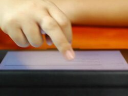 Hand touching on Tablet screen Stock Footage