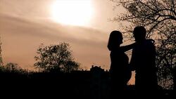 pregnant women, silhouette Stock Footage