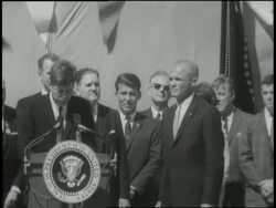 U.S. President John F. Kennedy presents NASA's Distinguished Service medal to astronaut John Glenn. News Clip