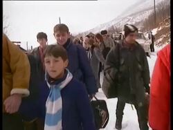 Bosnian refugees evacuated for ethnic cleansing Stock Footage