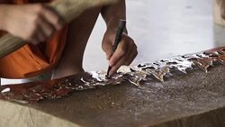 Monk Carving thai pattern Stock Footage