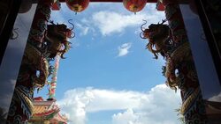 Dragon of Chinese shrine temple,Dolly shot Stock Footage