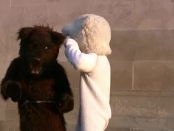Dancing bears - event costume, celebration. Dance. Stock Footage