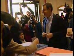 WRAP PM Zapatero and Rajoy vote in parliamentary elex News Clip