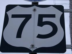 CU Shot of US Route 75 sign / Tulsa, Oklahoma, United States Stock Footage