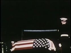 People passing by the coffin of JFK, lying in state. Stock Footage