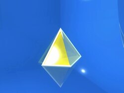 3D Glass Pyramid Spinning on Blue Background Stock Footage