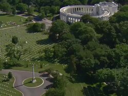 WS AERIAL DS View of Arlington Cemetery and Memorial Amphitheater / Washington, Dist. of Columbia, United States Stock Footage