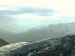 WS PAN View of Caucasus mountains and snowy peaks / Stepantsminda, Kazbegi, Georgia  Stock Footage