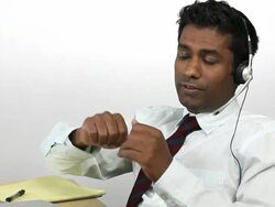 Charismatic Guy On Headset, Bump In The Road Stock Footage