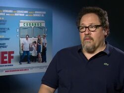 INTERVIEW - Jon Favreau on social media, how technology has changed things, the impact it had on his character at 'Chef' Interviews Stock Footage