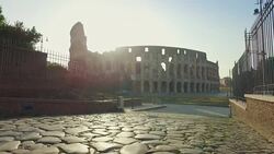 Panning video  of the Coliseum of Rome Stock Footage