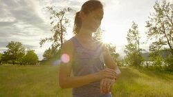 Ultra marathon runner running outdoors in nature Stock Footage