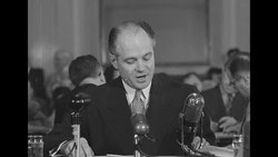 Presidential aide Donald Dawson testifying before Senate Banking subcommittee in Washington, DC News Clip