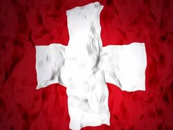 Waving Switzerland Flag in Slow Motion. Stock Footage