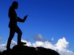 Girl working with laptop Stock Footage