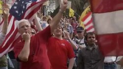 Protesters cheer and chant 'kill the bill' at anti-Obamacare rally Stock Footage