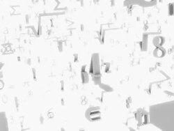 CGI descending and ascending through infinite math symbols and numbers floating in space Stock Footage