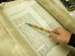 Torah Scroll and Pointer Stock Footage