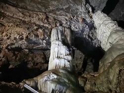 CU TD Shot of Stalactite at Hwaamdonggul in Jeonseon (Travel Destinations) / Jeongseon, Gangwondo, South Korea Stock Footage