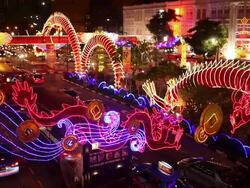 WS  traffic in chinatown during chinese new year Stock Footage