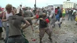 CLEAN: Massive food fight on Berlin bridge News Clip