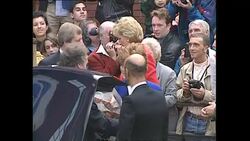 Diana greeting people outside London Lighthouse News Clip