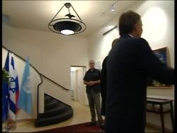 International Middle East peace envoy Tony Blair meets Irsaeli PM Olmert News Clip