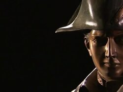 A bust of Napoleon Bonaparte rotates in front of a black background. Stock Footage
