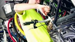 Bicycle repair. Stock Footage