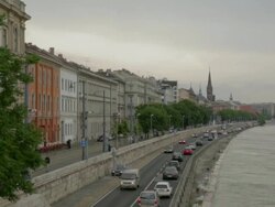 Sztehlo GabÃƒÂ³r Street from the SzÃƒÂ©chnyi Chain Bridge, facing North Stock Footage