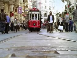 Istanbul Tramway Busy Street Stock Footage