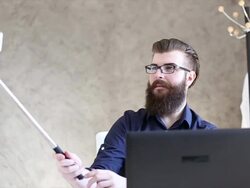 Young businessman having fun in office Stock Footage