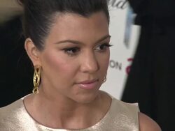 Kourtney Kardashian, Kim Kardashian at Elton John Aids Foundation Celebrates 20th Annual Academy Awards Viewing Party Stock Footage