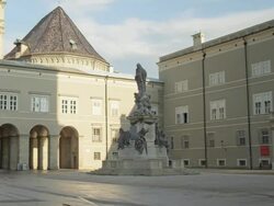 WS ZO Domplatz (cathedral square) looking east towards the Franziskanerkirche (St. Francis church)  Stock Footage