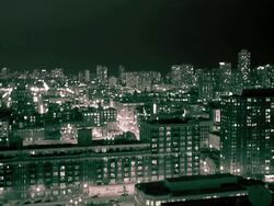 Long shot time lapse traffic and lights moving at night / Chicago Stock Footage