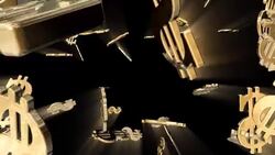 Golden dollar signs float on a black background. Stock Footage