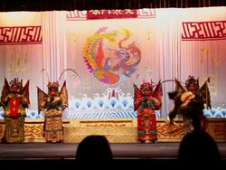 MS Chinese opera actor performing traditional drama on stage in theater AUDIO / xi'an, shaanxi, china Stock Footage