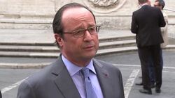 Hollande tours Rome church before meeting Pope News Clip