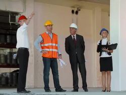 CRANE: Group of professionals Stock Footage