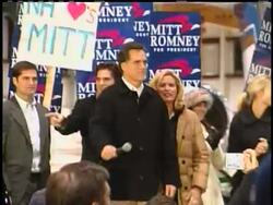 After finishing second in the Iowa Caucus, Republican Presidential Candidate Mitt Romney quickly headed to New Hampshire.  Supporters greeted him as he got off the plane. News Clip