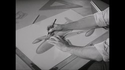 MS Man drawing military airplane on drawing paper / United States News Clip