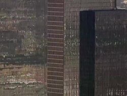 Aerial ECU TS mirrored buildings / Downtown, Los Angeles, California, United States. Stock Footage