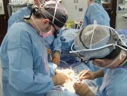 MS  Doctor operating on childs chest  /  Little Rock, Arkansas, USA Stock Footage