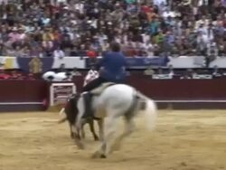 Hermoso de Mendoza given honour of cutting two ear Stock Footage